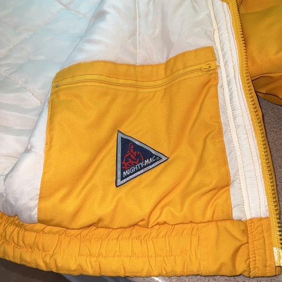 Vintage MIGHTY-MAC jacket w/hood in school bus yellow Sz. 42 unisex T-Bar Zipper - Picture 10 of 16